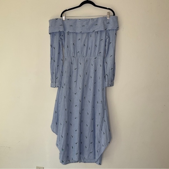 House of Harlow 1960 REVOLVE Nolita Off Shoulder Wrap Midi Dress Pinstripe - Picture 9 of 16